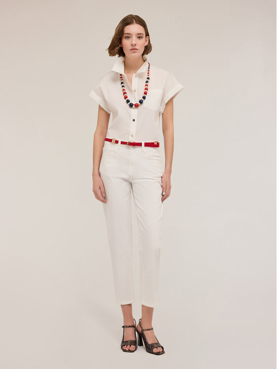 Motivi Motivi Pantaloni di tessuto P739Q003911N011 Bianco Regular Fit