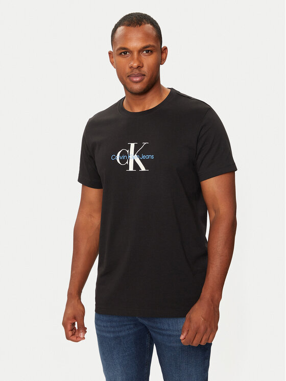 Calvin Klein Jeans Calvin Klein Jeans Tricou Distressed Monologo J30J326863 Negru Regular Fit