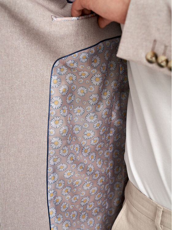 VILLARO VILLARO Marynarka MAR707 Beżowy Slim Fit