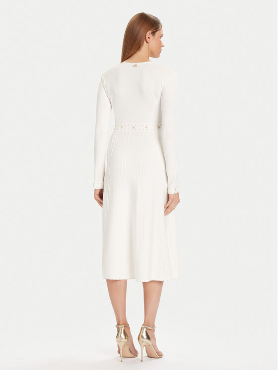 TWINSET TWINSET Sukienka dzianinowa 252TP3271 Écru Regular Fit
