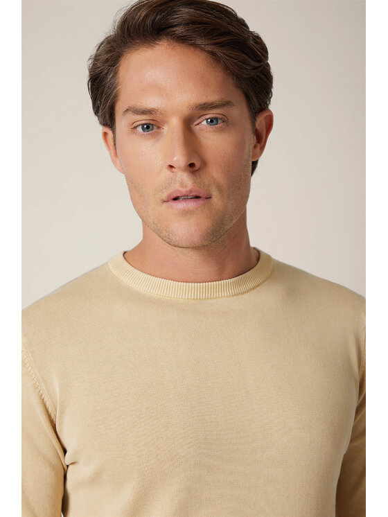 Lancerto Lancerto Sweter Gustan SW073225000072 Beżowy Regular Fit
