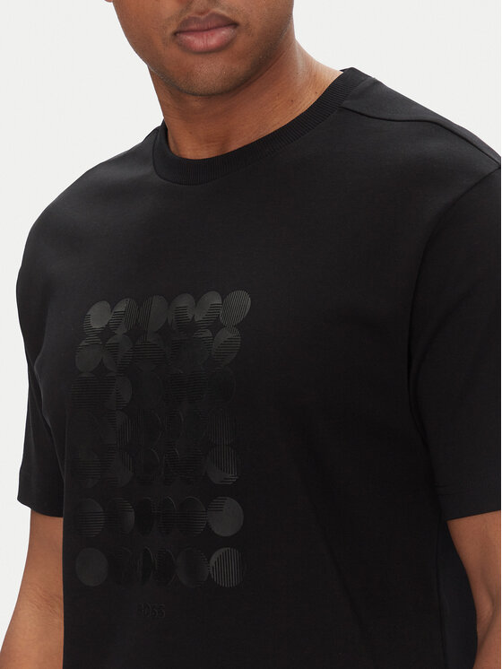 BOSS BOSS T-krekls Tee Print Striped C 50537845 Melns Relaxed Fit