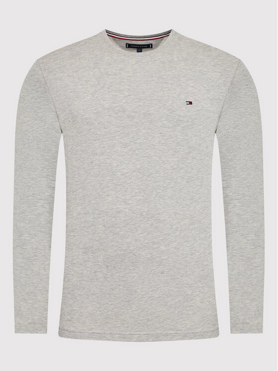 Tommy Hilfiger Tommy Hilfiger Marškinėliai ilgomis rankovėmis MW0MW10804 Pilka Slim Fit