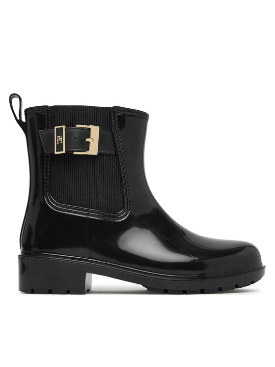 Tommy Hilfiger Tommy Hilfiger Gummistiefel Th Buckle Glossy Ankle Rain Boot FW0FW09543 Schwarz