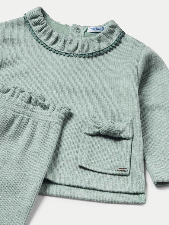 Mayoral Mayoral Completo pullover e pantaloni di tessuto 2550 Verde Regular Fit