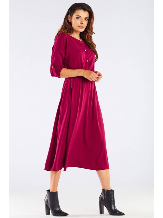 Awama Awama Letné šaty A452 Bordová Basic Fit