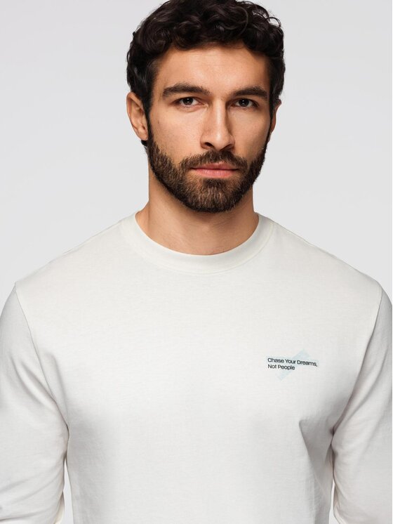 Ombre Ombre Longsleeve OM-LSPT-0136 Biały Regular Fit