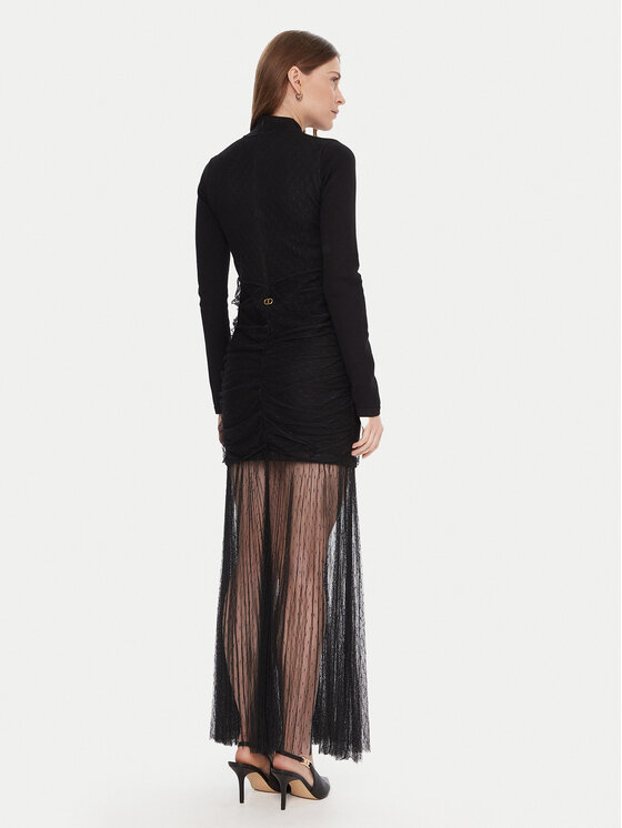 TWINSET TWINSET Sukienka dzianinowa 252TT3262 Czarny Regular Fit