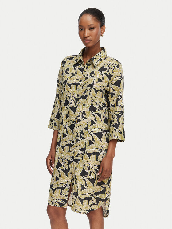 Selmark Rochie tip cămașă BO333 Negru Regular Fit