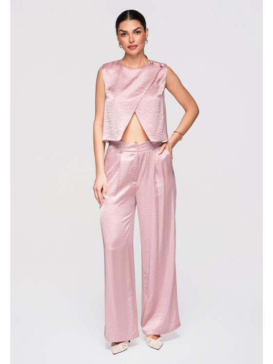 Ombre Ombre Spodnie materiałowe OW-PA-E0002 Różowy Relaxed Fit