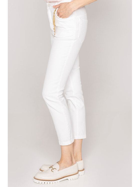 Deni Cler Milano Deni Cler Milano Spodnie materiałowe W-DC-5224-D2-H6-10-1 Biały Slim Fit
