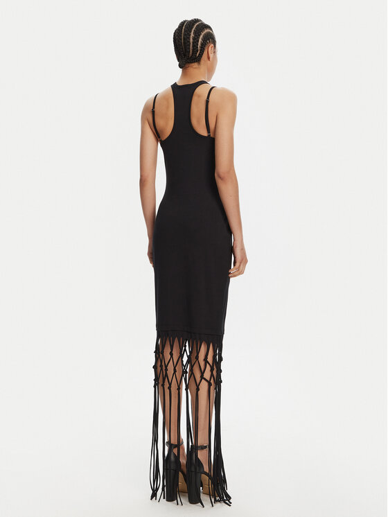 Versace Jeans Couture Versace Jeans Couture Ежедневна рокля Logo Fringes 78HAOE01 CJ02E Черен Regular Fit