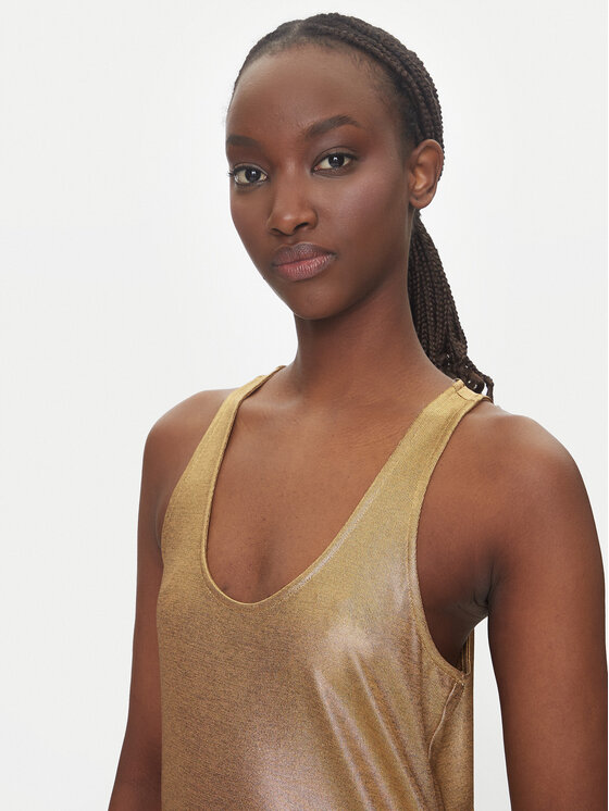 LOLA CASADEMUNT LOLA CASADEMUNT Sommerkleid LS2516020 Goldfarben Relaxed Fit