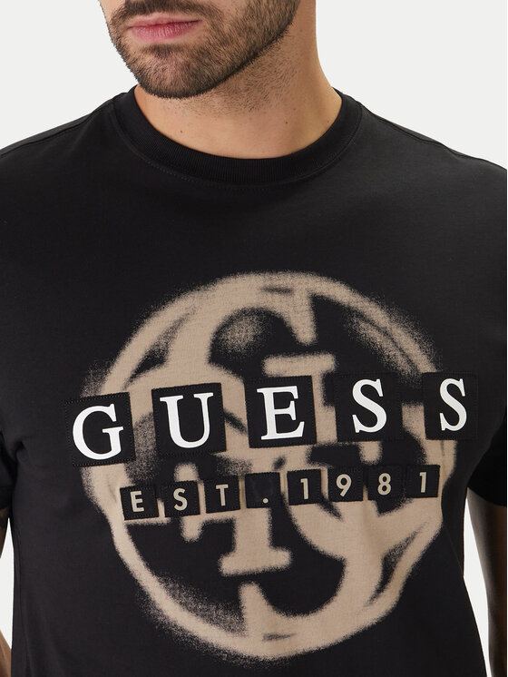 Guess Guess Marškinėliai M6GI09 K2989 Juoda Regular Fit