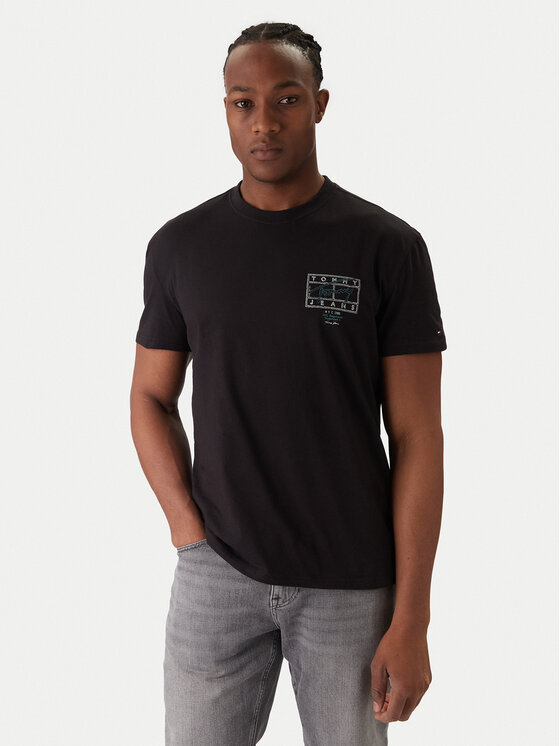 Tommy Jeans Tommy Jeans T-shirt Sign Spray DM0DM22319 Crna Regular Fit