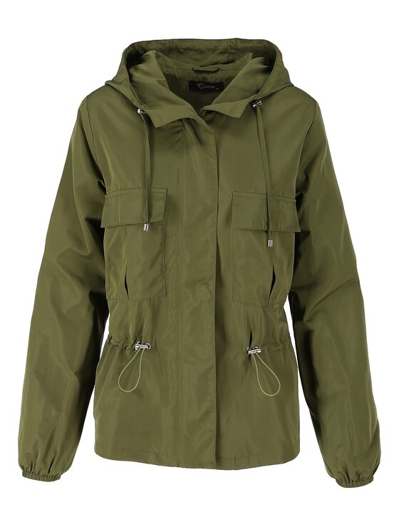 Perso Perso Kurtka przejściowa lekka z kieszeniami Khaki Slim Fit