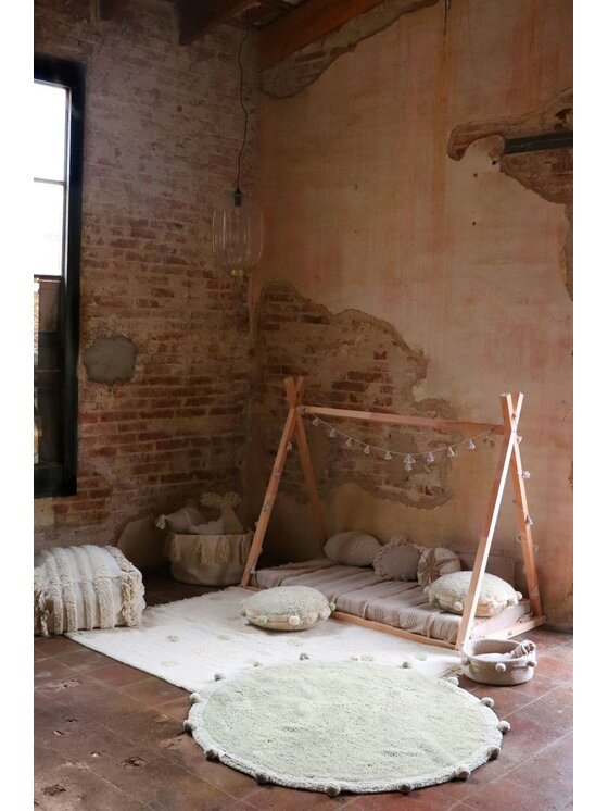 Lorena Canals Lorena Canals Dywan dziecięcy Dywan Bawełniany Bubbly Olive Natural Ø120 cm Zielony