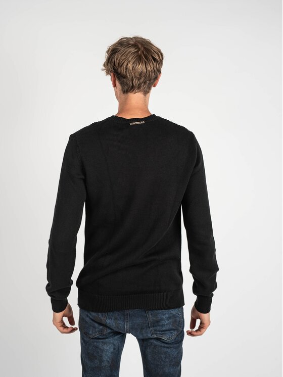 Les Hommes Les Hommes Πουλόβερ LKK110 607L | Jumper with Zip Μαύρο Regular Fit