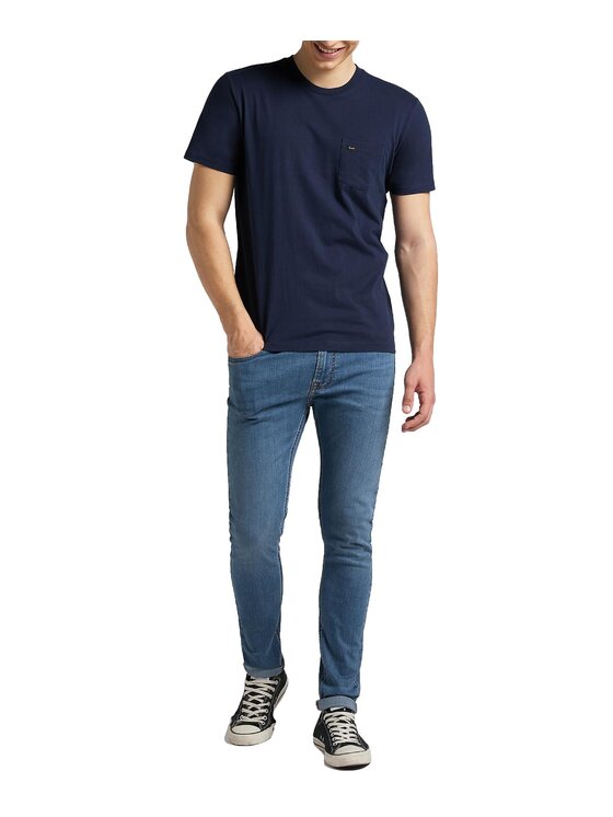 Lee Lee T-Shirt L63JFQ35 Granatowy Slim Fit