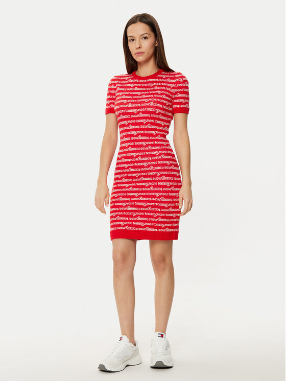 Tommy Jeans Tommy Jeans Rochie de zi DW0DW19478 Roșu Slim Fit