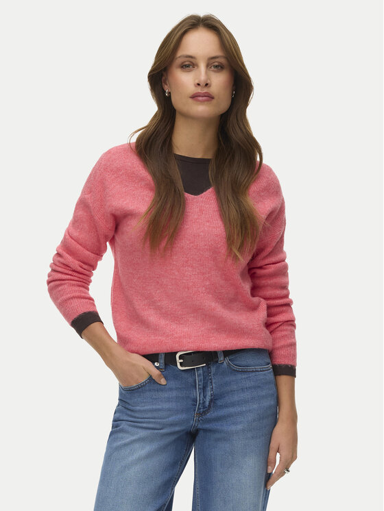 Vero Moda Pulover Crewlefile 10233357 Coral Loose Fit