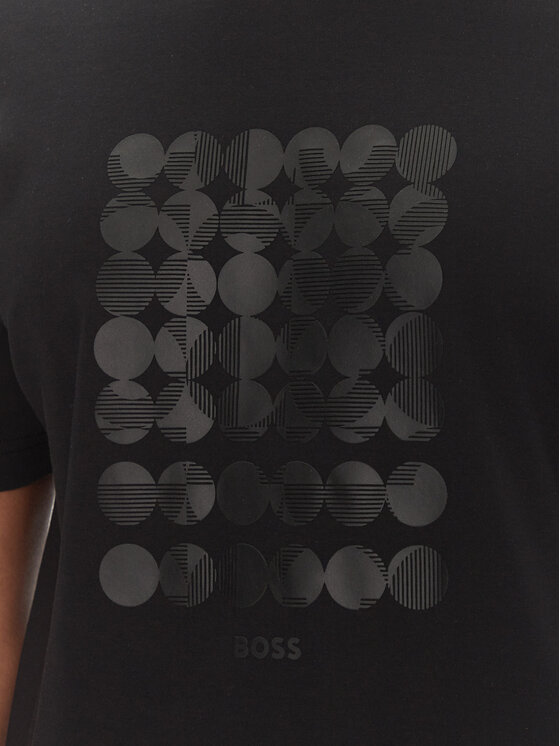 BOSS BOSS T-Shirt Tee Print Striped C 50537845 Czarny Relaxed Fit