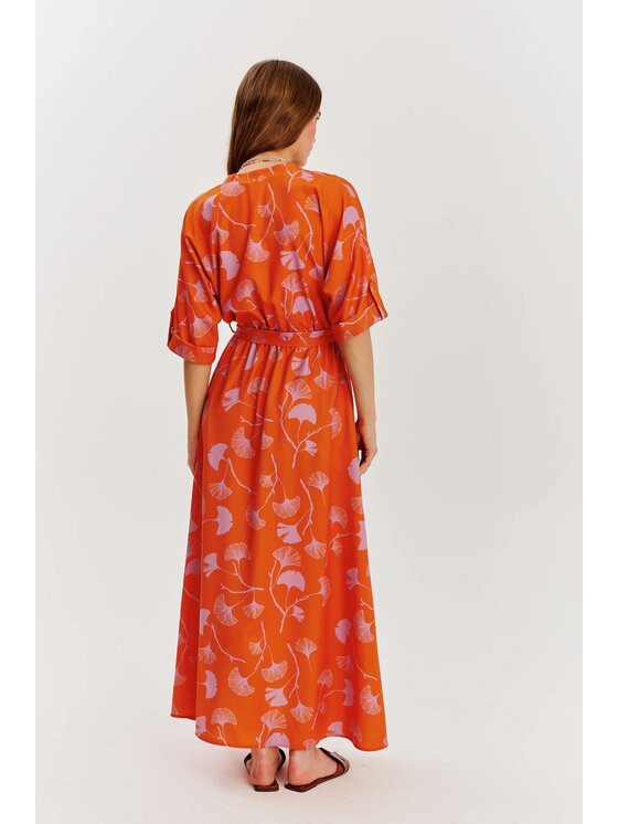 NAOKO NAOKO Každodenní šaty Ginkgo Grace Oranžová Regular Fit
