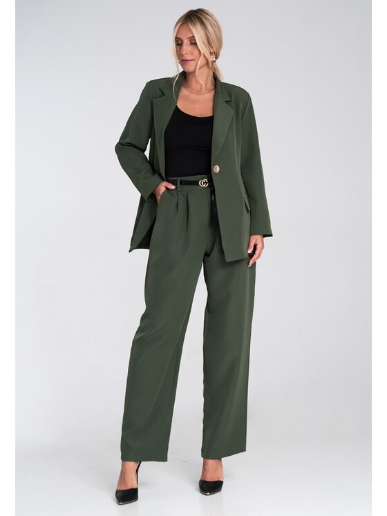 FIGL FIGL Komplet marynarka i spodnie materiałowe M1248 Zielony Regular Fit