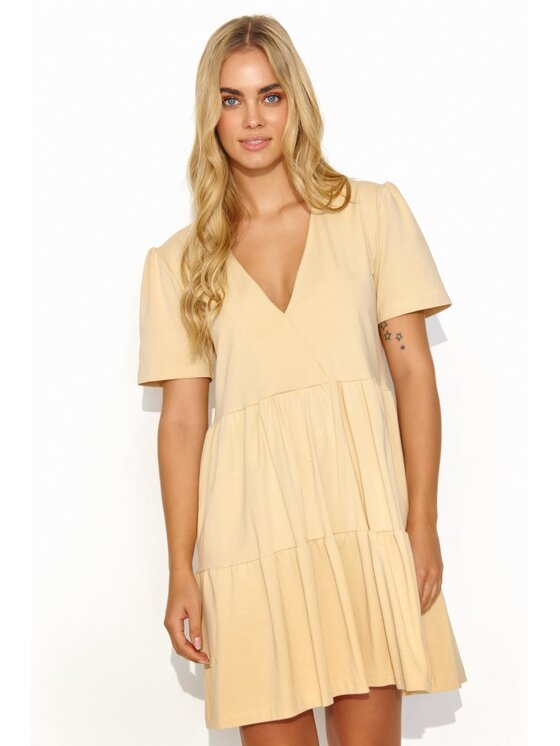 Makadamia Makadamia Sukienka codzienna M819 Beżowy Loose Fit