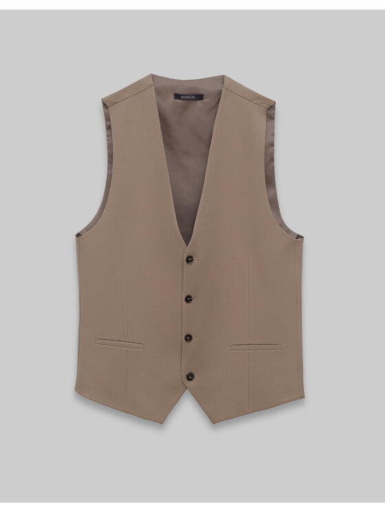 Borgio Borgio Kamizelka garniturowa lido_khaki Khaki Slim Fit