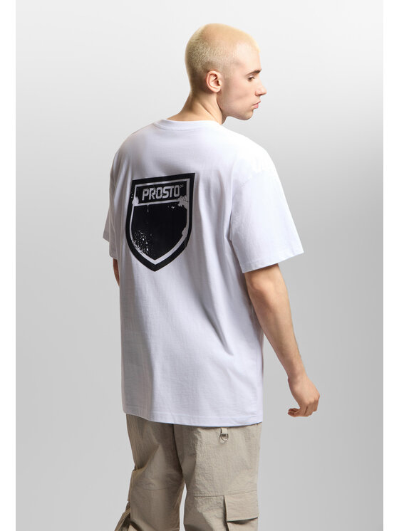 PROSTO. PROSTO. T-Shirt Shield Splash Biały Oversize