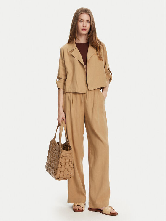 Marella Marella Kalhoty z materiálu Fred 2513131085 Béžová Wide Leg