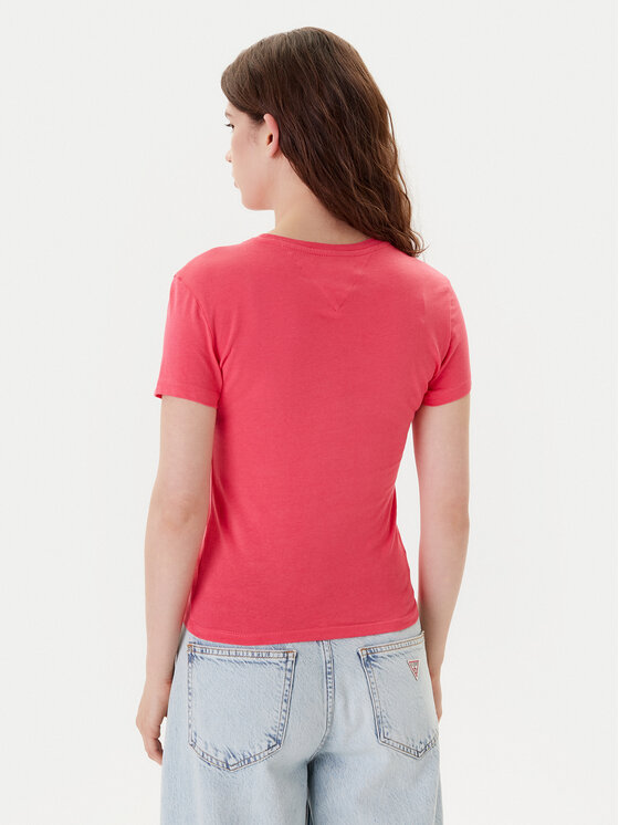 Tommy Jeans Tommy Jeans Tričko Essential DW0DW19447 Ružová Slim Fit