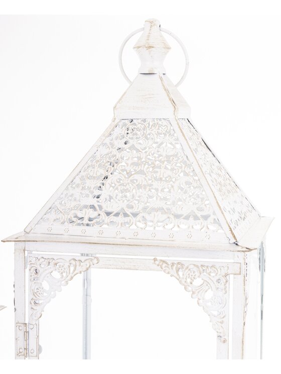 MIAhome MIAhome Zestaw 2 lampionów metalowych białych BLANKU 48/64 x 17/22 cm Biały