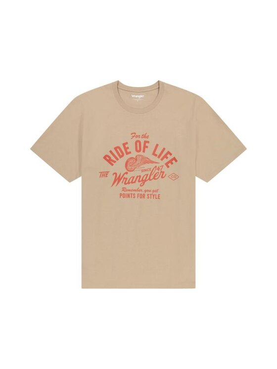 Wrangler Wrangler T-Shirt AMERICANA TEE 112362788 Beżowy Regular Fit