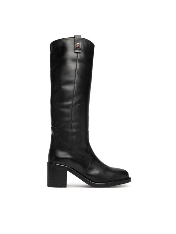 Tommy Hilfiger Tommy Hilfiger Μπότες Riding Lthr Long Boot Block Heel FW0FW08777 Μαύρο