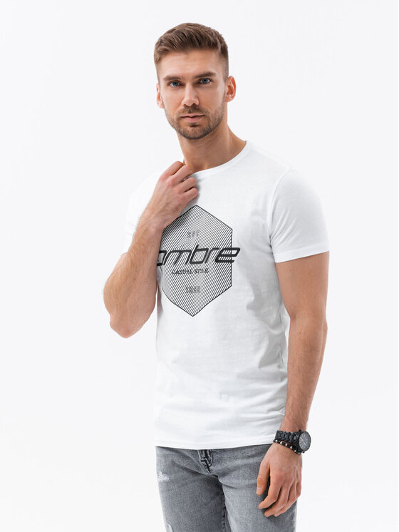 Ombre Ombre T-Shirt S1753 Bílá Regular Fit