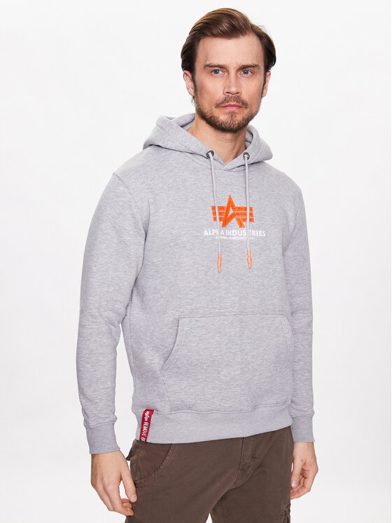 Alpha Industries Džemperis ar kapuci Basic Hoody Rubber 178312RB Pelēks Regular Fit