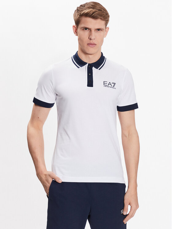 EA7 Emporio Armani Polo 3RPF17 PJ03Z 1100 Balts Regular Fit