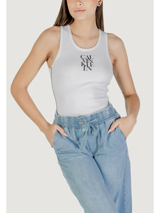 Calvin Klein Jeans Calvin Klein Jeans T-shirt SL COTTON RIB SOLID Bianco To Fit