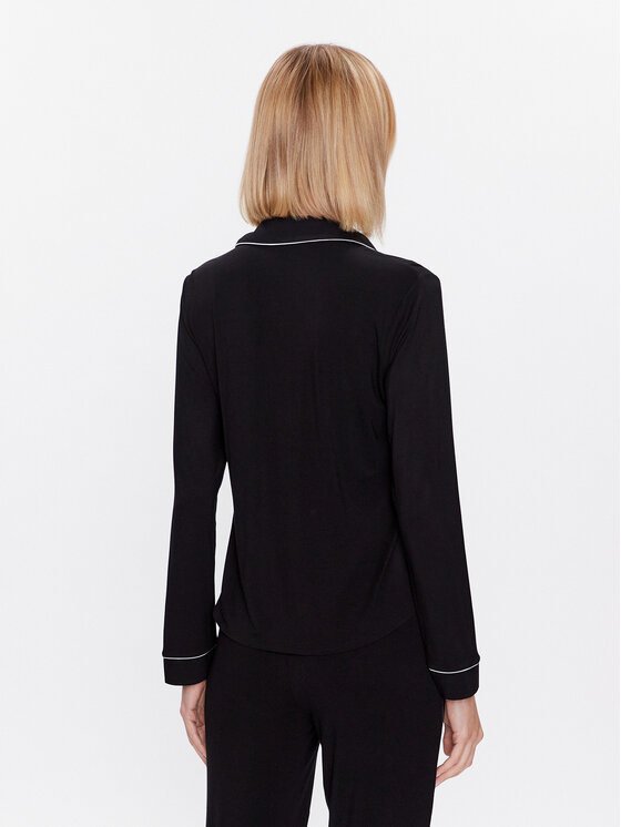 Hunkemöller Hunkemöller Koszulka piżamowa Jacket 201739 Czarny Regular Fit