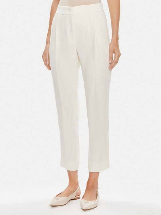 Marella Marella Kalhoty z materiálu Izabel 31310511200 Écru Regular Fit