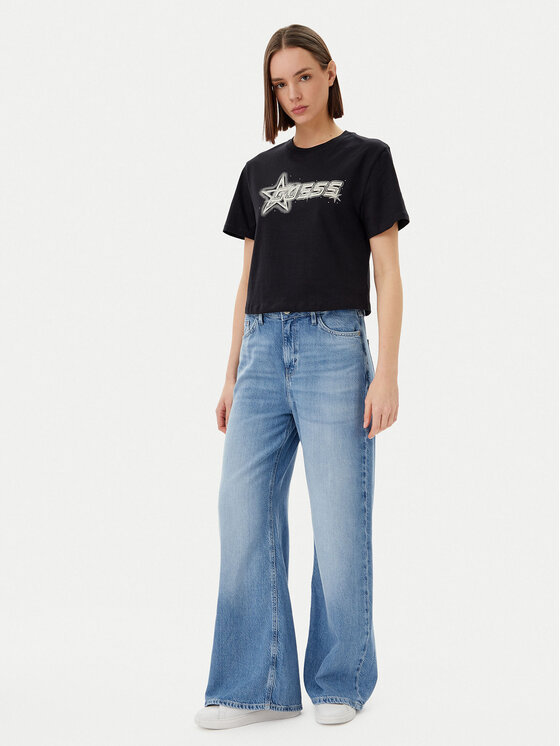 Guess Guess Тишърт V5GI12 K9RM1 Черен Boxy Fit