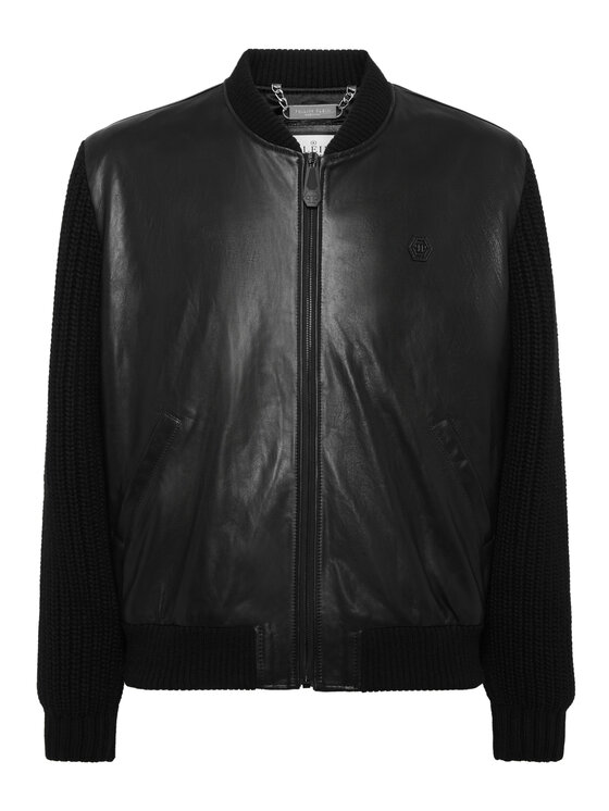 PHILIPP PLEIN PHILIPP PLEIN Kurtka skórzana 26035 Czarny Regular Fit