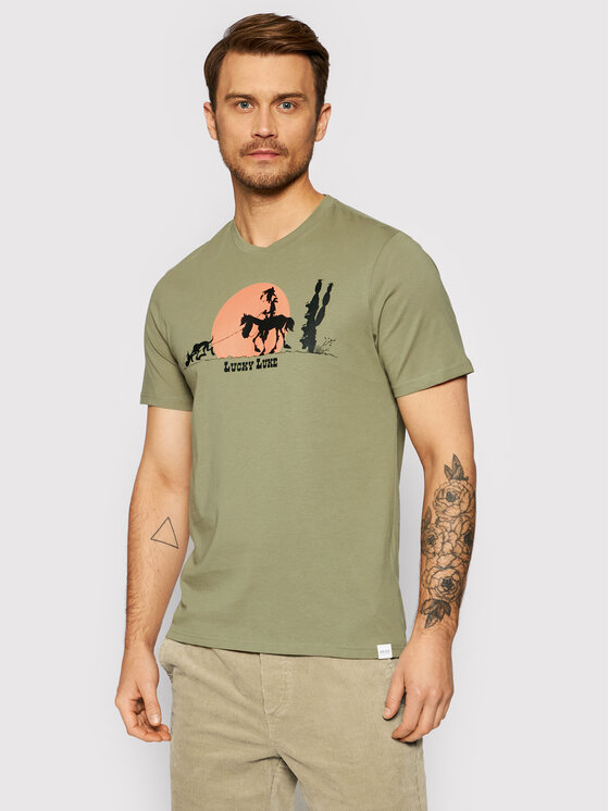 ONLY & SONS T-Shirt Lucky Luke 22019234 Zielony Regular Fit