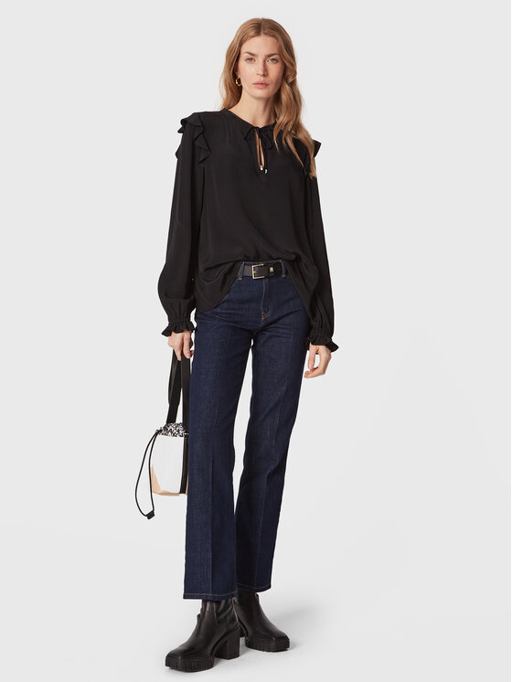 Blusa Moss Crepe Solid WW0WW37583 Nero Regular Fit...