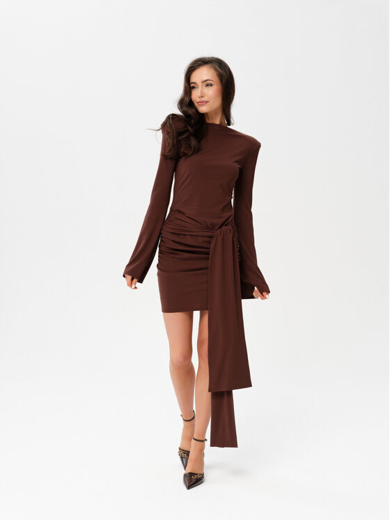 Roco Fashion Roco Fashion Sukienka koktajlowa Nevira Brązowy Slim Fit