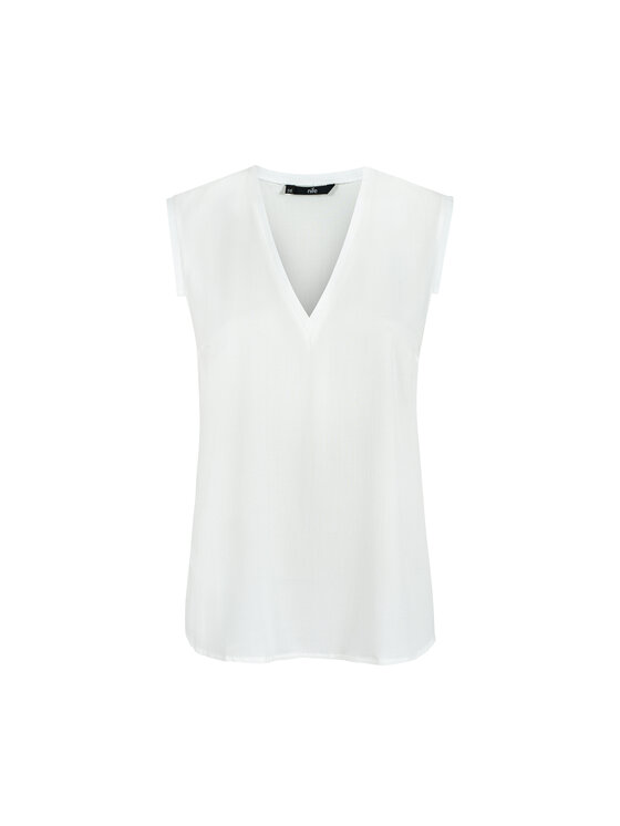 NIFE NIFE Halenka bez rękawów Écru Classic Fit