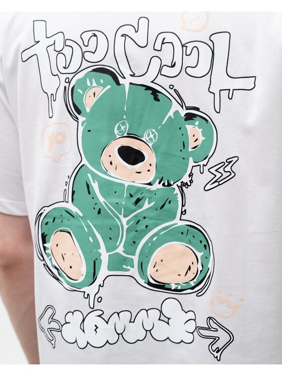 MyStars MyStars T-Shirt Koszulka Z Krótkim Rękawem Męska Biała MyStars Too Cool Miś L Biały Regular Fit