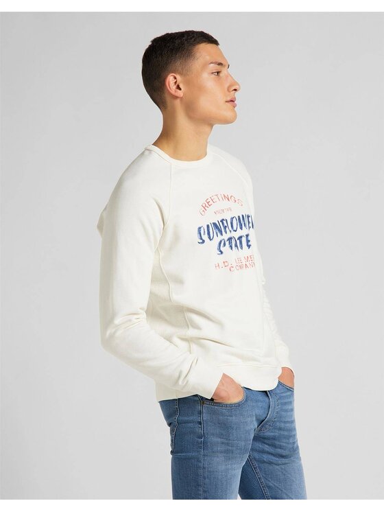 Lee Lee Felpa RAGLAN GRAPHIC SWS Bianco Regular Fit